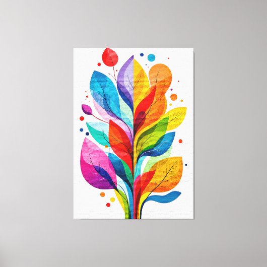 Vibrant Abstract Colorful Tree Of Life Botanical Leinwanddruck (Vorderseite)