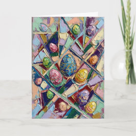 Vibrant Abstract Easter Egg Impasto Oil Painting Feiertagskarte