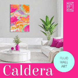 Vibrant Abstract Fluid Art in Hot Pink & Orange Leinwanddruck