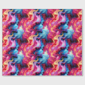 Vibrant Abstract Fluid Art Wrapping Paper Geschenkpapier (Flach)