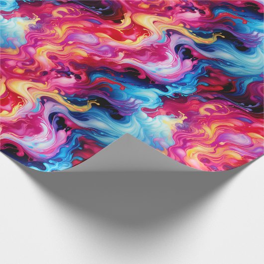 Vibrant Abstract Fluid Art Wrapping Paper Geschenkpapier (Ecke)