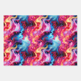 Vibrant Abstract Fluid Art Wrapping Paper Geschenkpapier Set