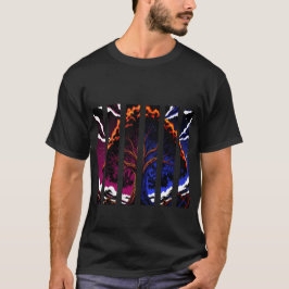 Vibrant Abstract Forest Tree Split Panel Art T-Shirt