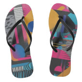 Vibrant Abstract Geometry Glitch Pop Chaos Design Badesandalen (Fußbett)