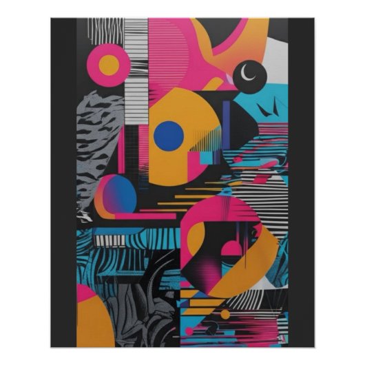Vibrant Abstract Geometry Glitch Pop Chaos Design Poster (Vorderseite)