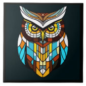 Vibrant abstract owl fliese (Vorderseite)