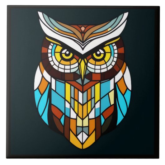 Vibrant abstract owl fliese (Vorderseite)