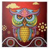 Vibrant abstract owl fliese (Vorderseite)