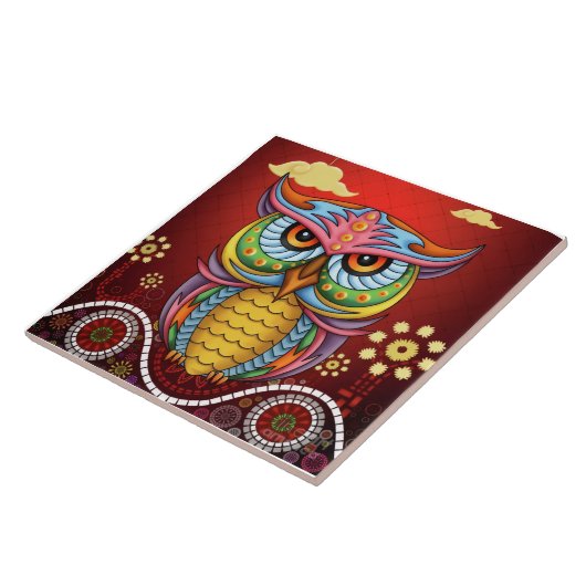 Vibrant abstract owl fliese (Seite)