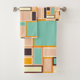Vibrant abstract pattern with rectangles badhandtuch set