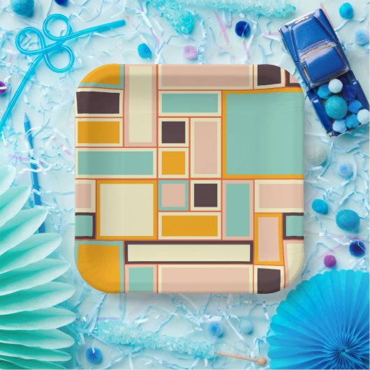 Vibrant abstract pattern with rectangles pappteller (Party)