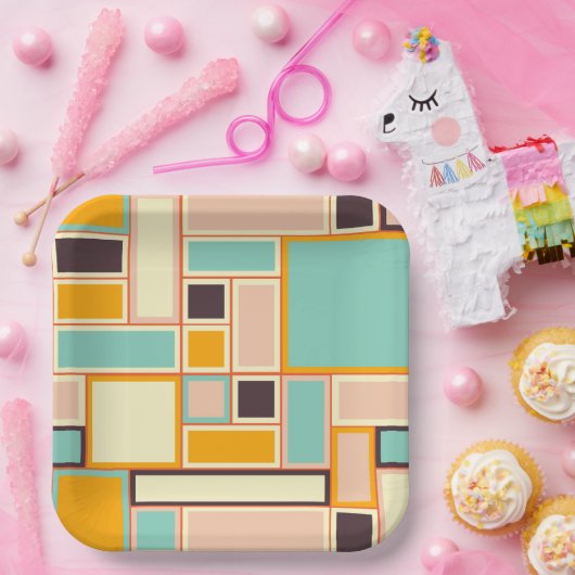 Vibrant abstract pattern with rectangles pappteller (Party)