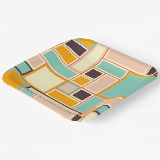 Vibrant abstract pattern with rectangles pappteller (Gewinkelt)