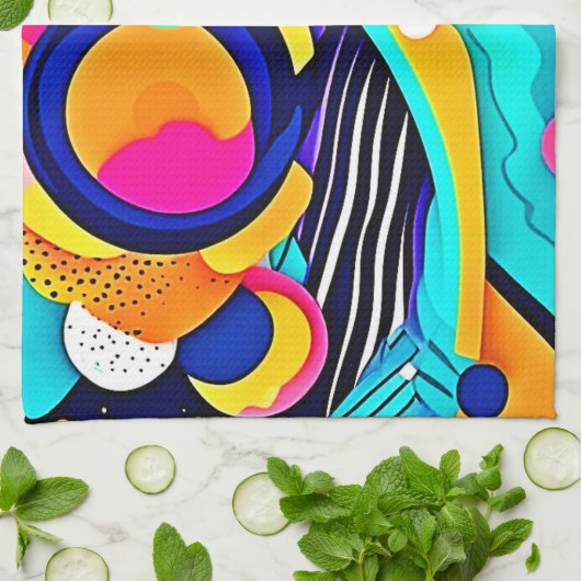 Vibrant Abstract Pop Art Geschirrtuch (Gefaltet)