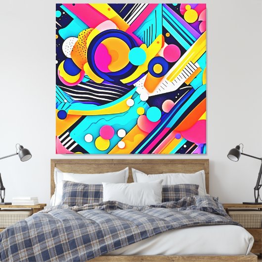 Vibrant Abstract Pop Art Leinwanddruck (Insitu (Schlafzimmer))