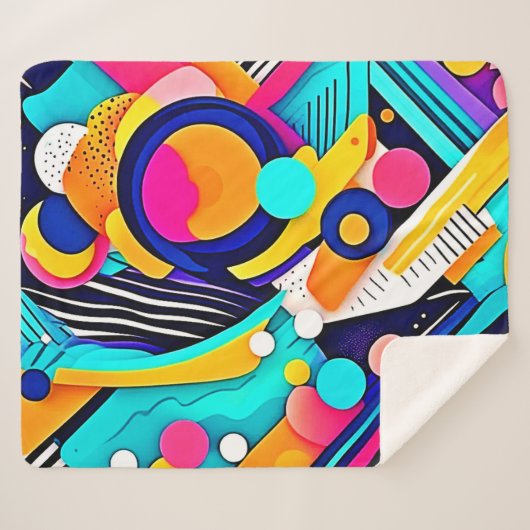 Vibrant Abstract Pop Art Sherpadecke (Vorderseite (Horizontal))