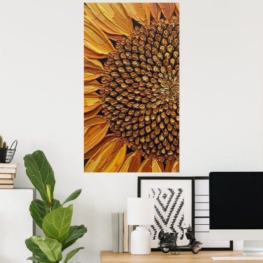 Vibrant Abstract Sunflower Impasto Poster (Heimbüro)