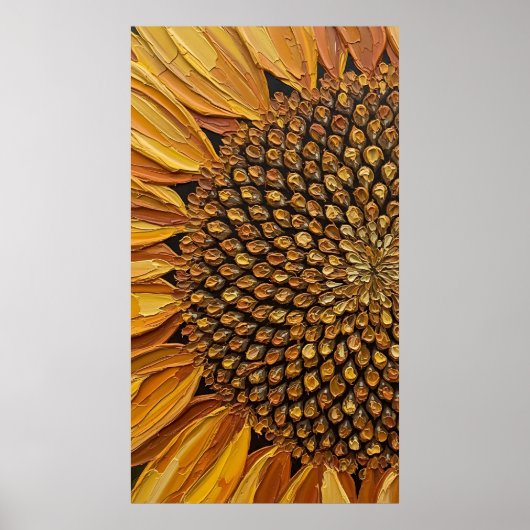 Vibrant Abstract Sunflower Impasto Poster (Vorne)