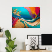 Vibrant Abstract Tropical Beach Scene Poster (Heimbüro)