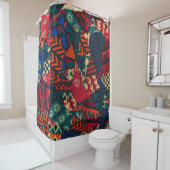 Vibrant African Geometric Tribal Abstract Pattern  Duschvorhang (Beispiel)