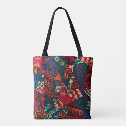 Vibrant African Geometric Tribal Abstract Pattern Tasche (Rückseite)
