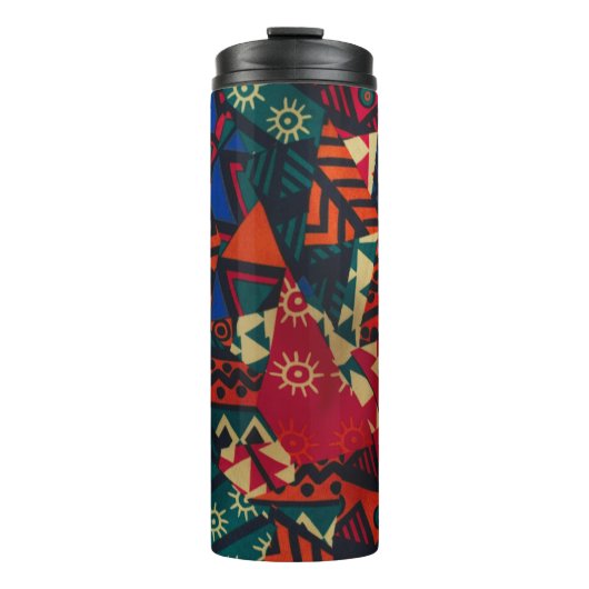 Vibrant African Geometric Tribal Abstract Pattern Thermosbecher (Vorderseite)