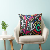 Vibrant Afro-Centric Geometric Pattern – Bold Trib Kissen (Stuhl )