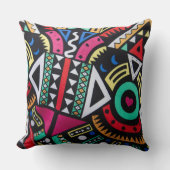 Vibrant Afro-Centric Geometric Pattern – Bold Trib Kissen (Vorderseite)