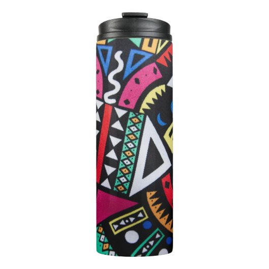 Vibrant Afro-Centric Geometric Pattern – Bold Trib Thermosbecher (Vorderseite)