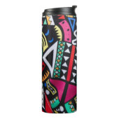 Vibrant Afro-Centric Geometric Pattern – Bold Trib Thermosbecher (Nach links gedreht)