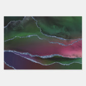 Vibrant Agate | Rich Pink und grüner Jewel Tone Geschenkpapier Set (Vorderseite 2)