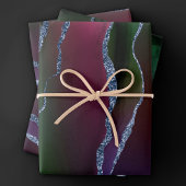 Vibrant Agate | Rich Pink und grüner Jewel Tone Geschenkpapier Set