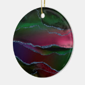 Vibrant Agate | Rich Pink und grüner Jewel Tone Keramik Ornament (Links)