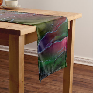 Vibrant Agate Rich Pink und grüner Jewel Tone Kurzer Tischläufer