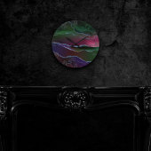 Vibrant Agate | Rich Pink und grüner Jewel Tone Runde Wanduhr