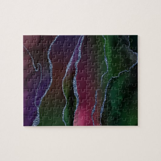 Vibrant Agate | Rich rosa und grüne Jewel Tone Can Puzzle (Horizontal)