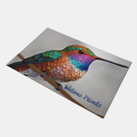 Vibrant Allen’s Hummingbird Painting Fußmatte (Schrägansicht)