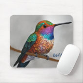 Vibrant Allen’s Hummingbird Painting Mousepad (Mit Mouse)
