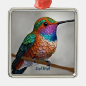 Vibrant Allen’s Hummingbird Painting Ornament Aus Metall (Vorne)