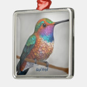 Vibrant Allen’s Hummingbird Painting Ornament Aus Metall (Links)