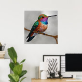 Vibrant Allen’s Hummingbird Painting Poster (Heimbüro)