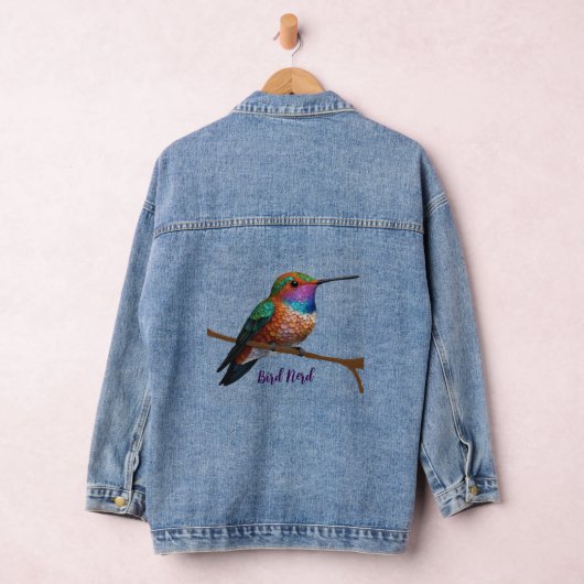 Vibrant Allen's Hummingbird-Malerei Jeansjacke (Hangar)