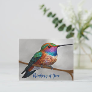 Vibrant Allen's Hummingbird-Malerei Postkarte