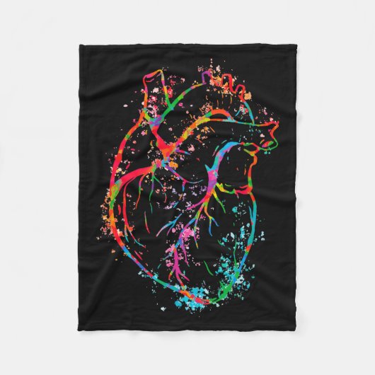 Vibrant Anatomical Heart Splatter  Fleecedecke (Vorderseite)