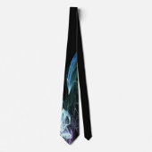Vibrant Aqua Blue Green Flame Art Black Tie Krawatte (Vorderseite)