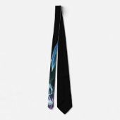 Vibrant Aqua Blue Green Flame Art Black Tie Krawatte (Rückseite)