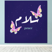 Vibrant Arabic "Salaam" Art with Colorful Butterfl Leinwanddruck (Insitu (Holzboden))
