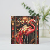 Vibrant Art Deco Flamingo Illustration Feiertagskarte (Stehend Vorderseite)