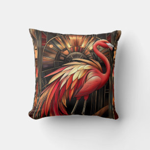 Vibrant Art Deco Flamingo Illustration Kissen