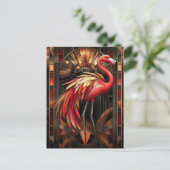 Vibrant Art Deco Flamingo Illustration Postkarte (Stehend Vorderseite)
